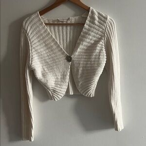 ELISA CAVALETTI ribbed white cotton blend knit cardigan